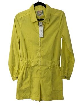 NWT BONPOINT Yellow Zip-Front Long Sleeve Romper S